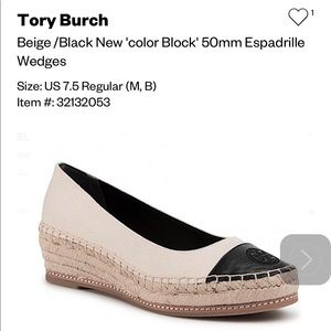 Tory Burch “Cream Prefect Black” Espadrilles Size 9.5 Women
